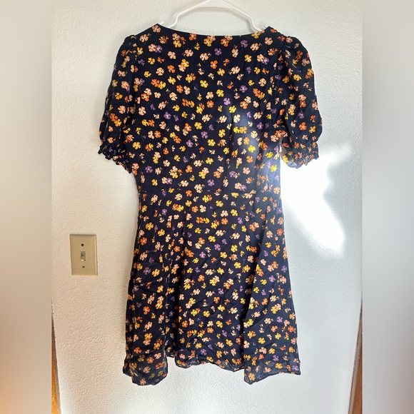Madewell blue mini dress with orange flowers. Size 4 - Picture 3 of 5